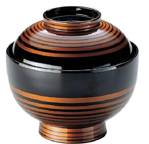 【代引不可】【耐熱ABS樹脂】3.5寸丸駒椀 渦ひも内黒 親・蓋 2-252-10 φ102*H95(mm)