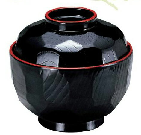 Without Lid - 【代引不可】【耐熱ABS樹脂】3.6寸亀甲吸物椀　黒天朱内黒　親・蓋 2-258-1　φ110*H102(mm)
