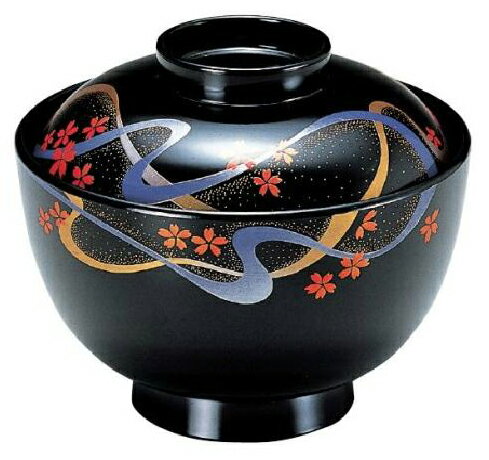 Other - 【代引不可】【耐熱ABS樹脂】3.8寸高仙才椀　黒レインボー内黒　親・蓋 2-266-5　φ110*H96(mm)