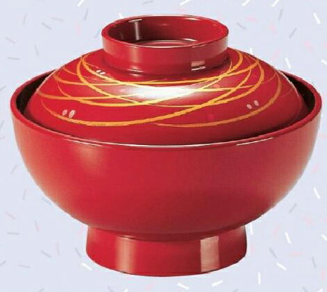 Without Lid - 【代引き不可】【耐熱ABS樹脂】4寸仙才椀　朱アヤトリ内黒　親・蓋　2-267-2　φ120*H90(mm)