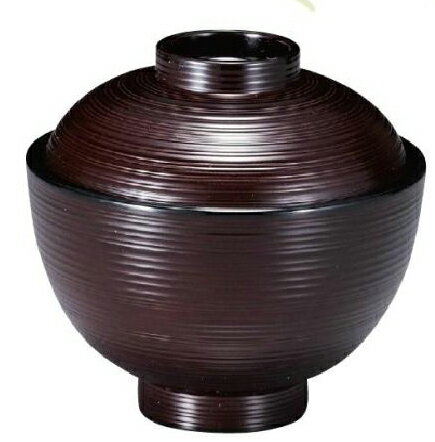 【代引不可】【耐熱ABS樹脂】3.3寸刷毛目小吸椀　溜 内黒　親・蓋 2-271-1