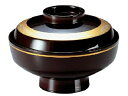 【代引不可】【木質】直天竜寺吸物椀 溜/金帯波 内黒 親・蓋 2-278-10