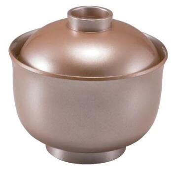 【代引不可】【耐熱ABS樹脂】3.3寸ゆり型小吸椀　総銀透き　親・蓋　2-247-4