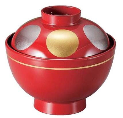 【代引不可】【耐熱ABS樹脂】（和）越前椀　朱/日月 内黒　親・蓋 2-262-4