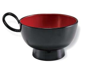 Japanese Soup Bowls - 【代引不可】【耐熱ABS樹脂製】仙才トッティー椀（大）　黒内朱　2-222-6　介護食器