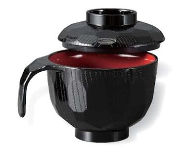 【代引不可】【耐熱ABS樹脂製】トッティー亀甲椀　黒内朱　親・蓋　介護食器　2-215-1