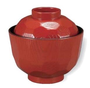 【代引不可】ニュー亀甲小吸椀　朱 内黒　親・蓋　食器　口径97*高さ93　2-221-9