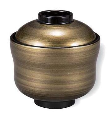 【代引不可】【耐熱ABS樹脂】佑　ひさご小吸椀　菜種油刷毛目 内黒 親・蓋　2-239-12