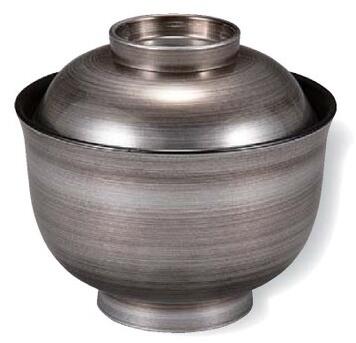 Without Lid - 【代引不可】【耐熱ABS樹脂】都羽反小吸椀　銀鯖透き内黒　親・蓋 2-248-13　φ100*H96(mm)