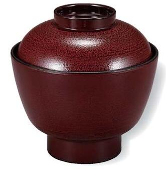 【代引不可】【ABS樹脂】積楽無地椀　溜刷毛目 内黒　親・蓋　2-249-14