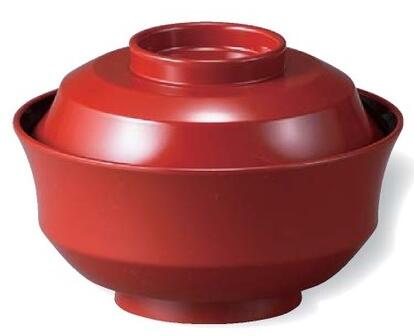 【代引不可】【耐熱ABS樹脂】4寸天竜寺椀　朱無地 内黒　親・蓋 2-275-2