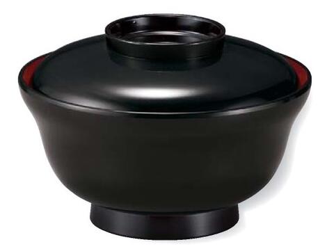 Without Lid - 【代引不可】【耐熱ABS樹脂】5.5寸かすみ丼　黒内朱　親・蓋　2-301-4　φ165*H115(mm)