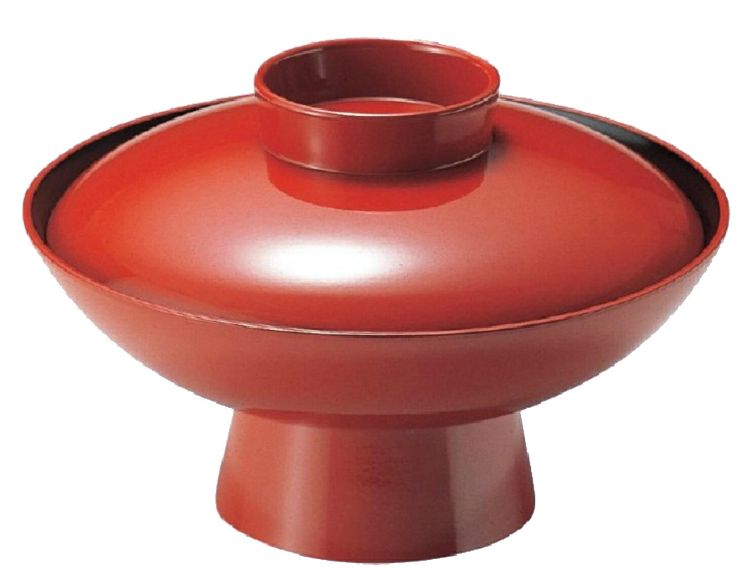 【代引不可】【メラミン樹脂】6寸高台小槌椀　朱内黒　親・蓋　2-290-1　φ188*H122(mm)