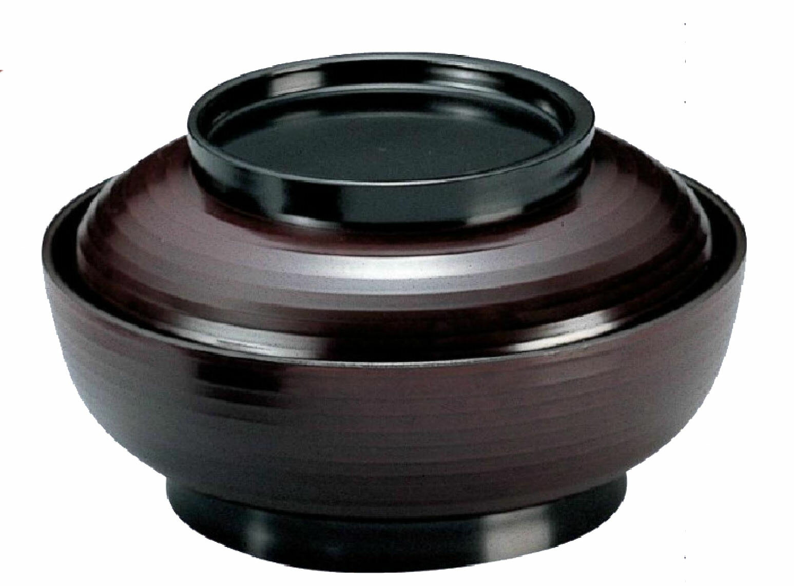 Japanese Soup Bowls - 【代引不可】【耐熱ABS樹脂】6寸乱引三日月丼　溜内黒　親・蓋　2-293-6　φ180*H103(mm)