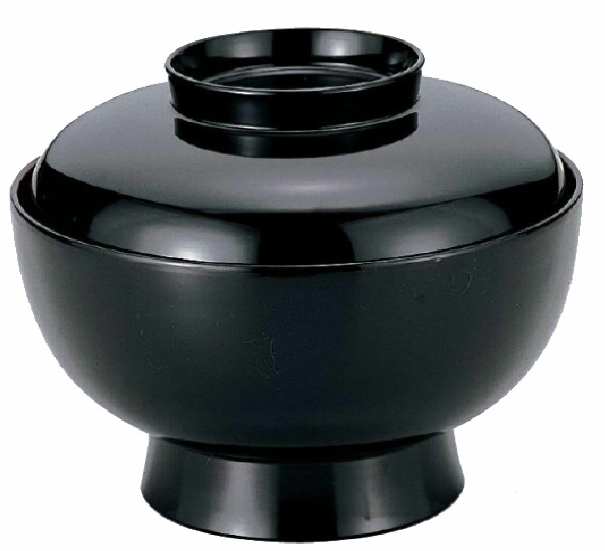 【代引不可】【耐熱ABS樹脂】5寸羽衣丼　黒 内朱　親・蓋　2-297-1