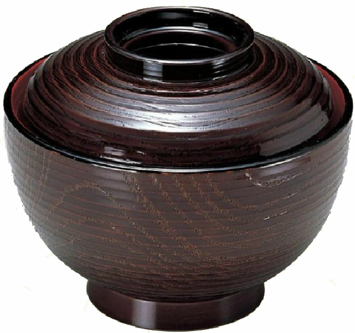 Other - 【代引不可】【耐熱ABS樹脂】5寸平筋丼　栃内朱　親・蓋　2-298-12　φ150*H125(mm)