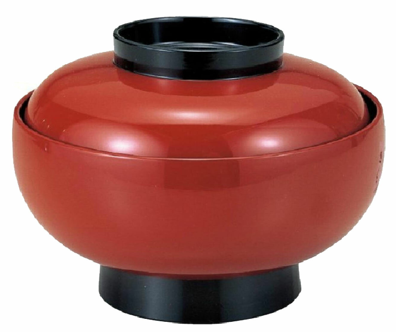 【ABS樹脂】5.5寸都椀 朱ツバ黒 親・蓋 商品番号：2-301-1