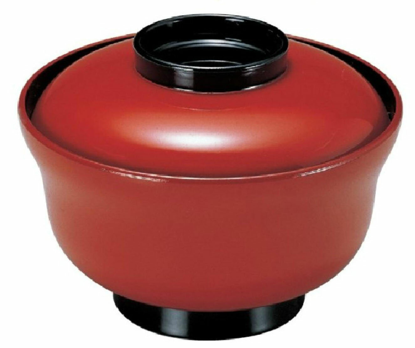 【代引不可】【耐熱ABS樹脂】5.5寸かすみ丼　朱ツバ黒 内黒　親・蓋　商品番号：2-301-3