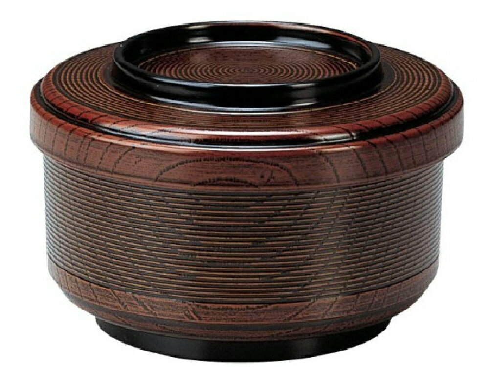 【代引不可】【ABS樹脂】千筋桐一人飯器　栃 内黒　親・蓋　飯器　2-330-11
