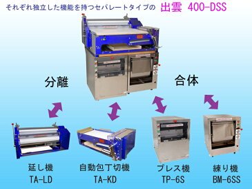 出雲手打麺器　圧麺器　単相100V　1.06KW　パスタ　餃子の皮　ラーメン　そば　うどん　餃子　肉まん　生地　ミキサー　W1200×D900×H1300(mm)400D-SS