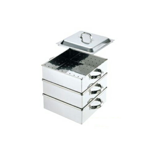 【新品・送料無料・代引不可】調理器具　45cm角蒸し器（2段）0465100　450×450×中段深さ100(mm)