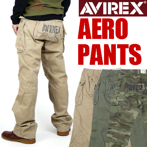 【5%OFF】★ミリタリーテースト溢れるカーゴパンツ。★AVIREX"のロゴがプリントされたヒップポケットがGOOD！AVIREX （アビレックス） BASIC AERO PANTS-エアロ カーゴパンツ-6106044【smtb-k】【ky】【2sp_120611_b】