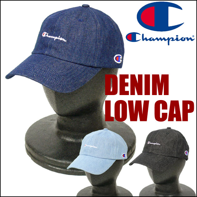 Champion チャンピオン ミニ刺繍 デニム ローキャップ ベースボールキャップ 帽子 381-0136 メンズ レディース プレゼント ギフト