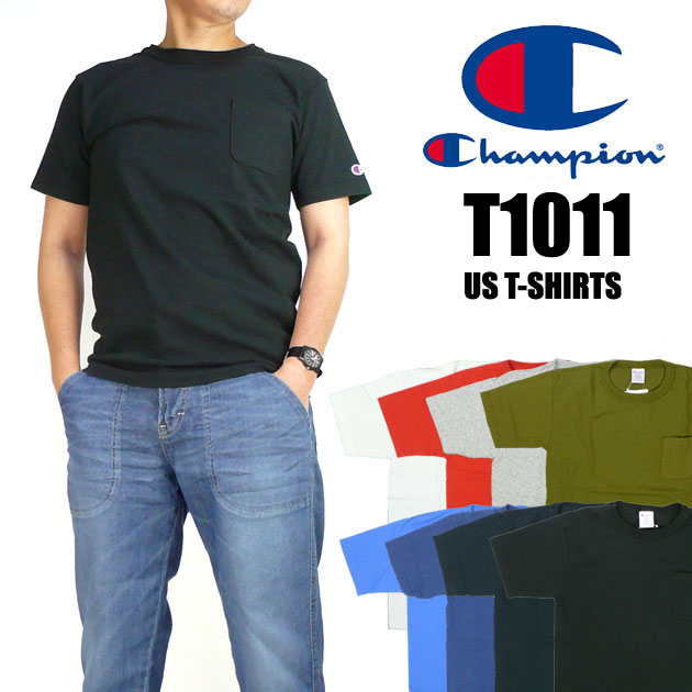 Champion チャンピオン メンズ Tシャツ T1011 ポケット付き ヘビーウェイトTシャツ 半袖Tシャツ MADE IN USA 送料無料 プレゼント ギフト C5-B303