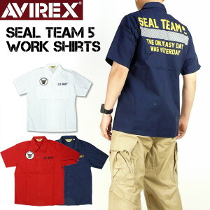 セール AVIREX アビレックス メンズ シャツ 半袖ワーク シャツ シール チーム5 WORK SHIRT SEAL TEAM5 ネイビーシールズ ミリタリーシャツ 6195122