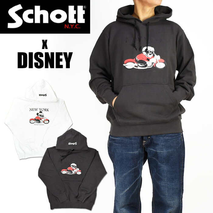 Schott x DISNEY ショット x ディズニー プルオーバーパーカー CUSTOMS ミッキーマウス メンズ 3113142