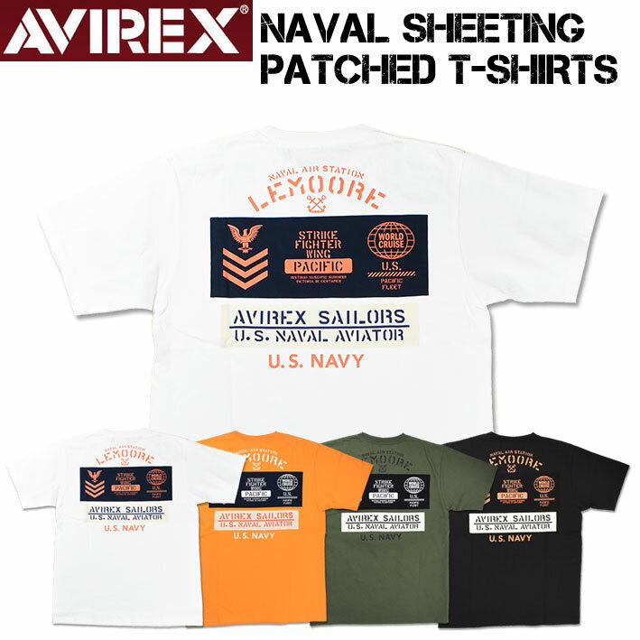 롪 AVIREX ӥå ʥХ  ѥå T NAVAL SHEETING PATCHED T-SHIRTS  ץ ȾµT ߥ꥿꡼T 6123343