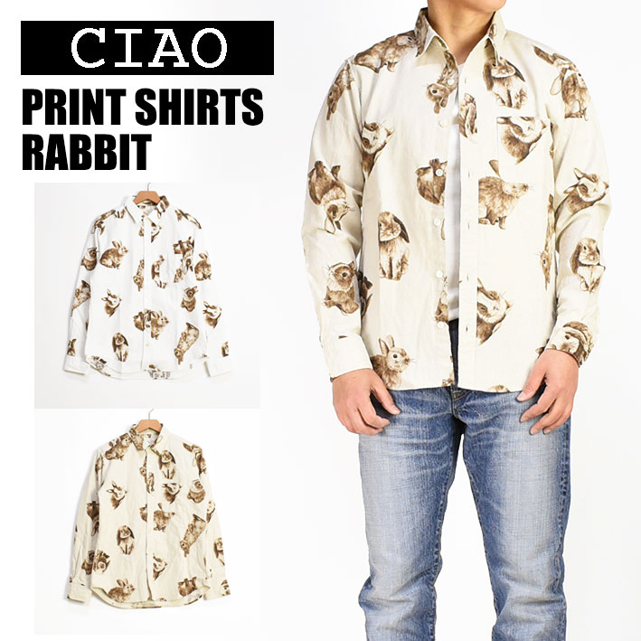 ciao `I Vc ETM COTTON LINEN PRINT SHIRTS RABBIT Y Ȗ  e { 231-51