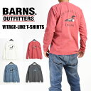 BARNS バーンズ 長袖Tシャツ LOON LAKE VINTAGE-LIKE T-SHIRTS ピグメント加工 プリントTシャツ 日本製 メンズ BR-22311