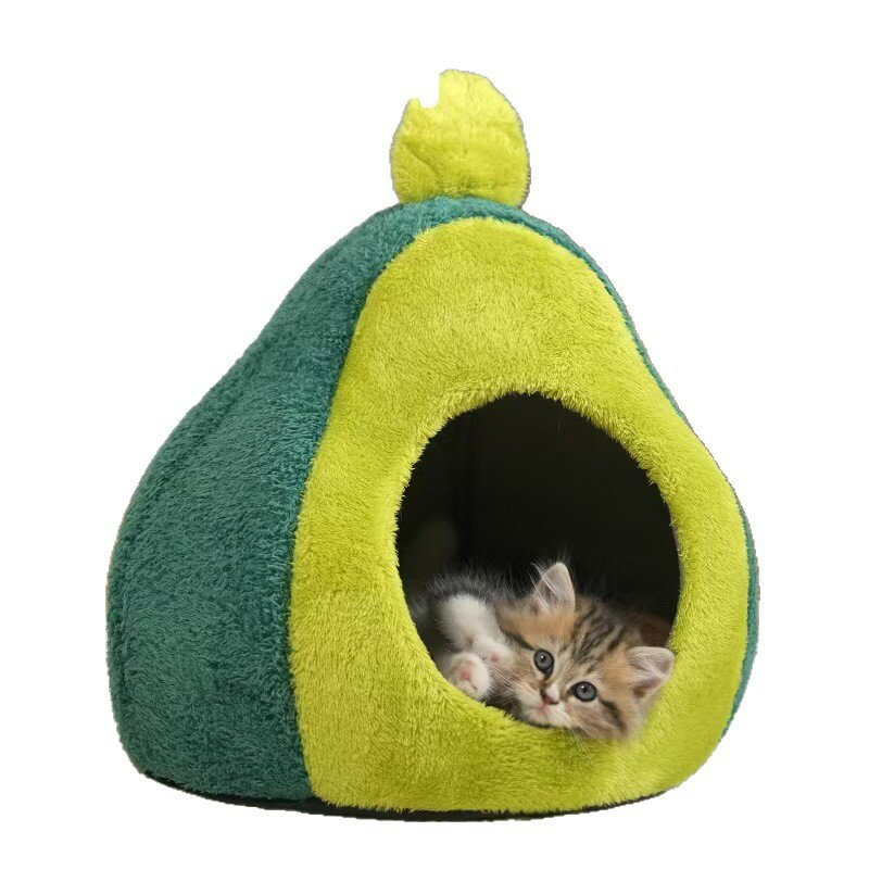 樂天商城 - 可愛い アボカド 猫 ベッド 秋冬 新作 密閉式 ペット ベッド 四季 通用 可能 立体 極厚 小型犬 犬 ベッド ユニセックス インテリア 防寒 取り外し 洗浄 可能 プレゼント