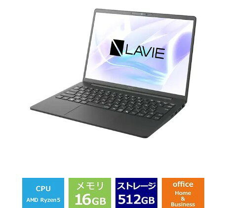 ノートパソコン 新品 NEC LAVIE N14 Slim N145D/KAB PC-N145DKAB 14インチ Ryzen 5 8640U SSD512GB メモリ容量16GB Office 2024搭載 Windows 11 タッチパネル 顔認証 日本語キーボード