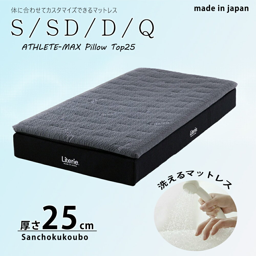 S SD D Q サイズ マットレス ライトウェーブ エアウェーブ 25センチ厚 アスリートマックス ピロートッ..