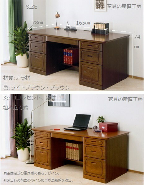 【開梱設置便】LOB 165幅 固定式 両袖机 正規ブランド 社長デスク 役員デスク 社長室に高級感のある机 首相 トップ 専務 先生 議員 大臣 ふさわしい机 収納たっぷりの机 [2]