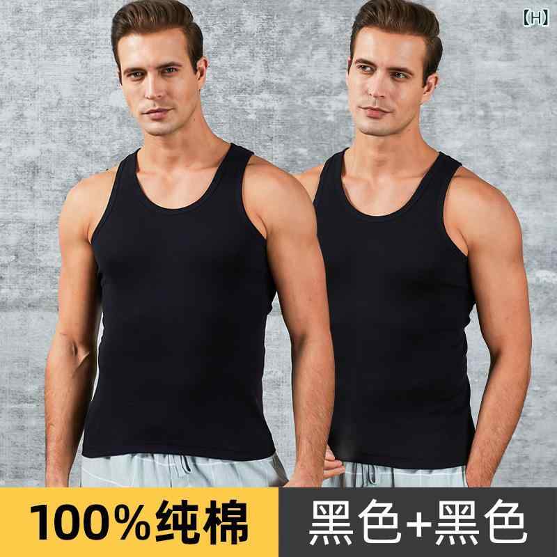 ベスト 男性用 綿100% コットン スポーツ インナー ノースリーブ 中高年向け 白 黒 灰色 M L XXXL XXL XL 3