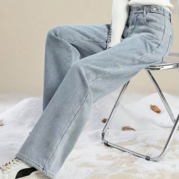 ゆったり 裏起毛 レディース デニムパンツ 防...の紹介画像2