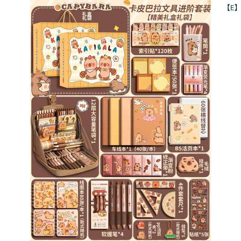 文具セット 子供向け カピバラ 文房具セット 卒業祝い 誕生日 ギフト 文具 かわいい 収納バッグ付き sansui01-10003474 sansui サンプル画像2