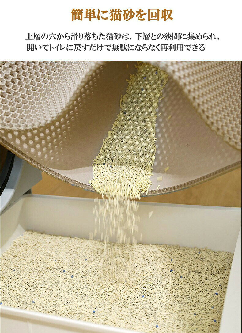 sansuiの砂取りマット 猫砂 マット 猫 トイレマット 特大 猫用 猫砂キャッチャー トイレ ペットマット 猫砂飛び散り防止 猫砂飛散防止 清潔 簡単 猫トイレ用品 飛び散り防止 ペ 丸洗い 防水｜アングル3