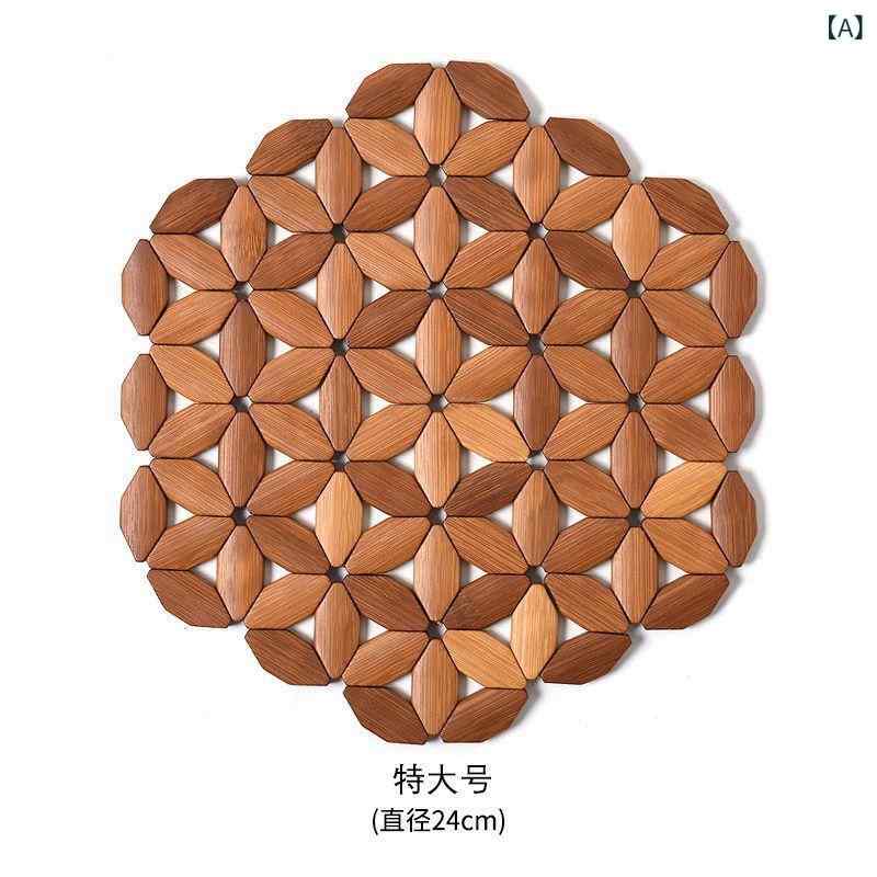 鍋敷き 竹製 バンブー 天然素材 大判 丸型 厚手 耐熱 断熱 家庭用 キッチン用品 食卓用 テーブルマット..