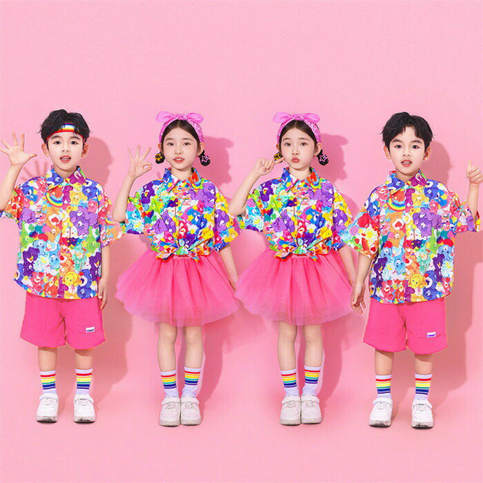 樂天商城 - ダンス衣装 セットアップ 上下セット 子供服 夏 夏服 女の子 男の子 子供 キッズ 動物柄 総柄 コスチューム ステージ衣装 ダンスウエア イベント衣装 練習着 合 団体服 演出服 舞台衣装