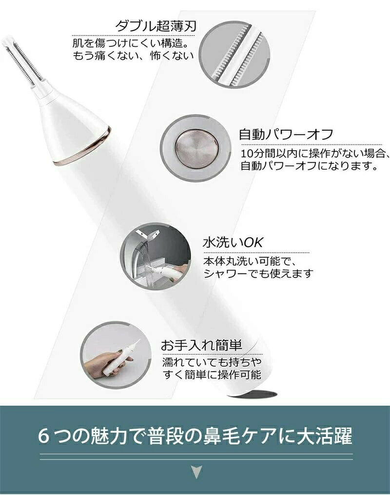 sansuiの鼻毛カッター メンズ エチケットカッター 鼻毛切り はなげカッター 耳毛カッター 鼻毛 鼻毛抜き むだ毛処理 10分間自動オフ 耳剃り IPX5防水 水洗い 男性用 電 持ち運び便利 女性用｜アングル3