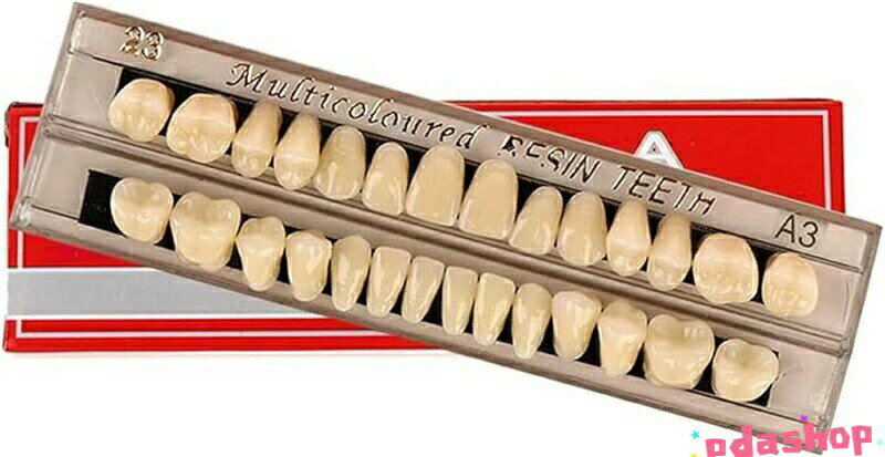 100%新しい品質と優れた品質。材質:アクリル樹脂。28本の歯のセット。歯 欠けた応急処置 仮歯 入れ歯ケア