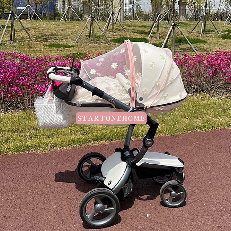 sansuiのベビーカーカバー 蚊帳 360° 日よけ 折りたたみ式 サンシェード ネット UVカット 蚊除け ゴミ除け効果 蜂よけ 風除け 虫除けネット 取り付け簡単 赤ちゃんを 幼児 収納便利 お出かけ｜アングル3
