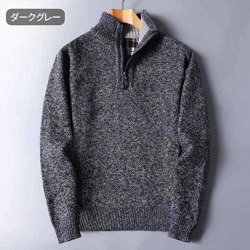 sansuiのニットセーター メンズ 裏起毛 ゴルフウェア ハーフジップセーター ハイネック 暖かい 防寒 メンズセーター プルオーバー 父 30代 40代 50代 秋冬 無地 カジュアル ビジネス 定番｜アングル3