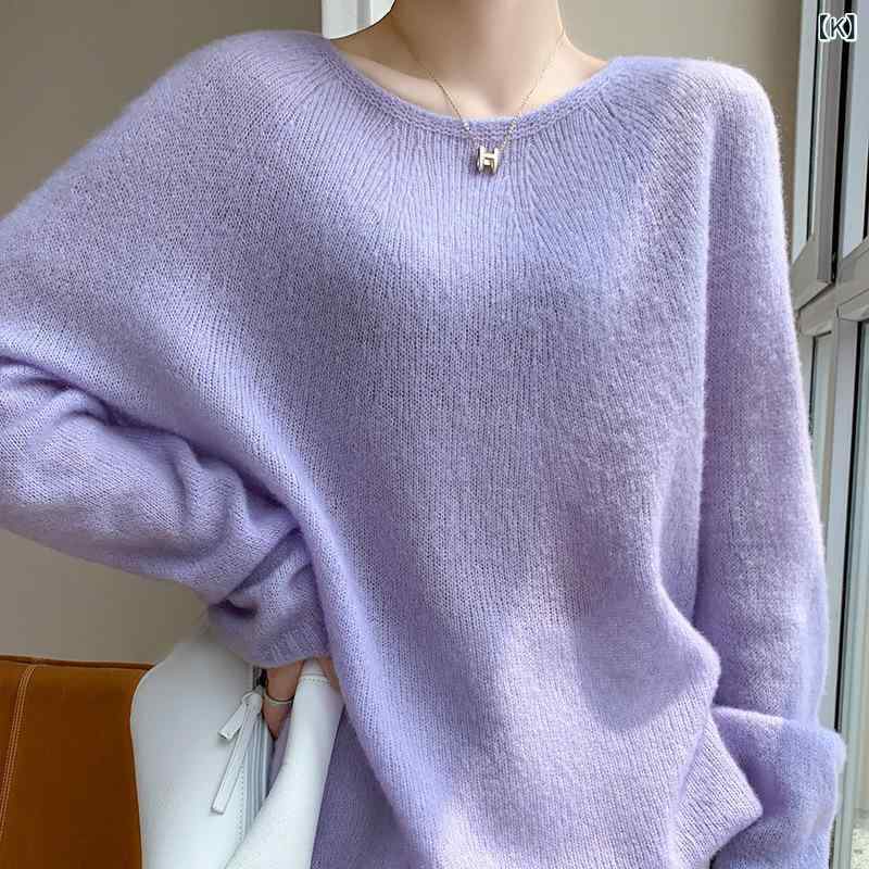 ニット レディース カシミヤ シルク 薄手 クルーネック ゆったり シームレス 軽やか 柔らか 上質 高級感 普段使い オフィス カジュアル トップス セーター 秋冬 sansui01-10005426 sansui サンプル画像3