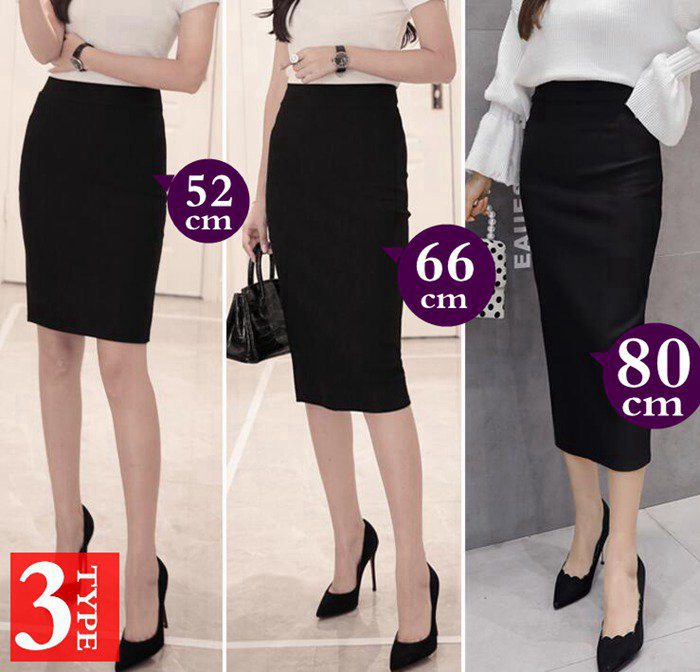 タイトスカート 黒 オフィス スカート ひざ丈 3種類 スリット入り ビジネス ウエストゴム ミニスカート 膝丈 レディース 黒い 通勤 面接 仕事用 フォマ ボトムス ハイウエスト スリム