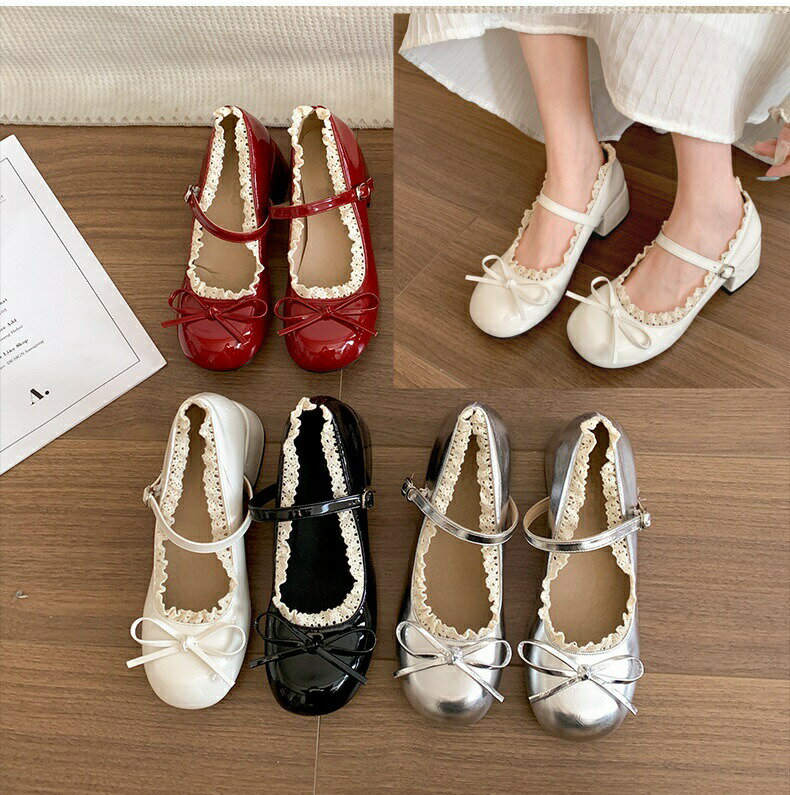 レディース可愛い パンプス ロリータパンプス 萌え系 靴 蝶結び ゴスロリ ロリータ靴 お嬢様風 メイド靴 コンフォートパンプス 履きやすい ハロウィン 学園祭 森系 森ガール